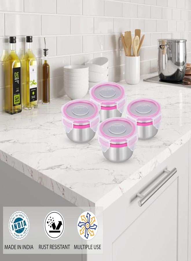 STEELLOCK Stainless Steel Airtight Container with Lid | Leakproof, BPA-Free | Multipurpose Food Storage Containers/Tiffin/Dabba for Office, School & Kitchen | SL-1101-set of 4, 150ml each, Pink - Image 3